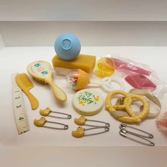 Vintage Baby Accessories Doll Bundle Lot Pacifier Rattle